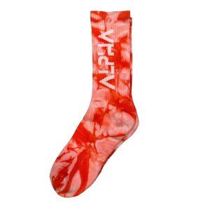 Men’s Tie‑Dye Crew Socks - Cotton Blend, Mid‑Calf, Red